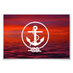 Beautiful nautical Anchor Sunrise colourful Cloud Photo Print