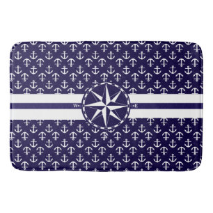 Beautiful Nautical Theme Anchor Pattern Bath Mat