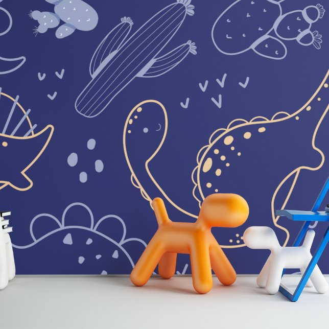 Beautiful Navy and Gold Dinosaurs Wallpaper (Creator Uploaded)