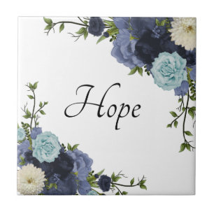 Beautiful Navy Blue Floral Ceramic Tile