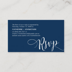 Beautiful Navy Blue Script,, RSVP respond Enclosure Card