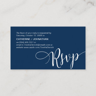 Beautiful Navy Blue Script,, RSVP respond Enclosure Card