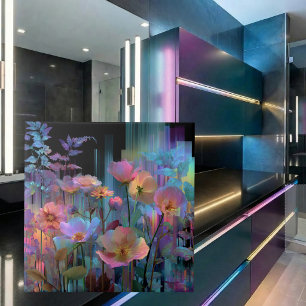 Beautiful neon art flowers ceramic tile