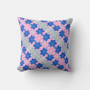 Beautiful Neon Blue Lily Flower Pillow Cushion