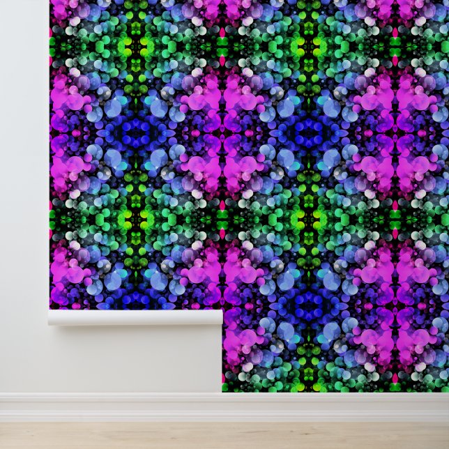Beautiful Neon Colours Bubbles Ornaments Pattern Wallpaper (Application)