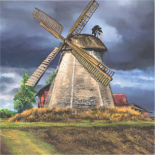 Beautiful Netherlands Windmill Landscape - Drawing