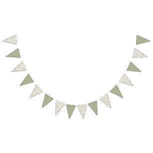 Beautiful Neutral Wildflowers and Soft Sage Green Bunting