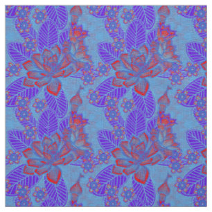 Beautiful New Designer Fabrics - Blue & Red Floral Fabric
