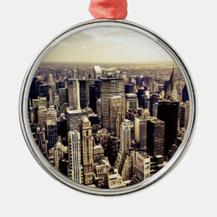 Beautiful New York City Skyscrapers Skyline Metal Ornament