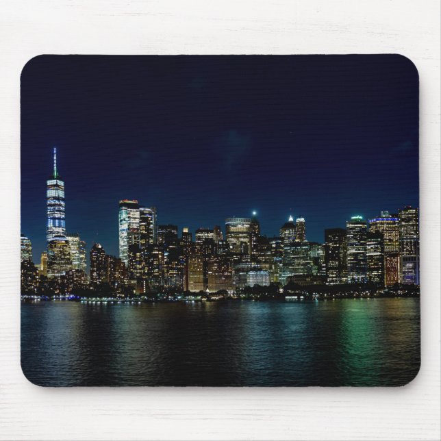 Beautiful New York Skyline at Night Mouse Pad (Front)
