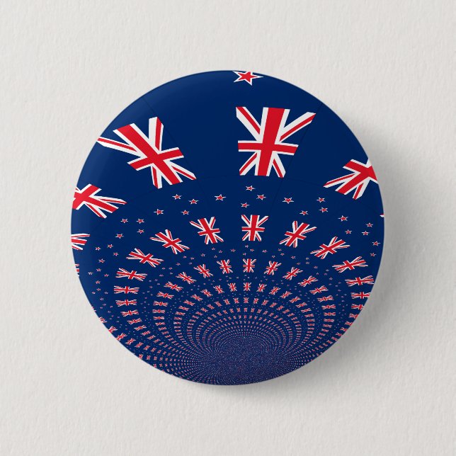 Beautiful New Zealand Flag Art Print Design 6 Cm Round Badge (Front)