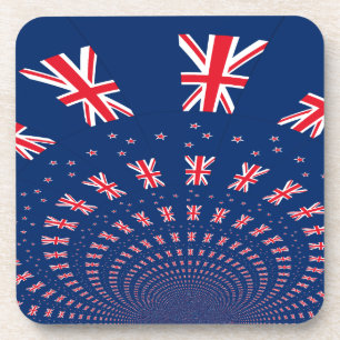 Beautiful New Zealand Flag Art Print Design Coaster