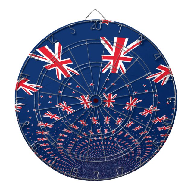 Beautiful New Zealand Flag Art Print Design Dartboard (Front)