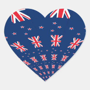 Beautiful New Zealand Flag Art Print Design Heart Sticker