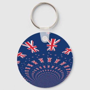Beautiful New Zealand Flag Art Print Design Key Ring