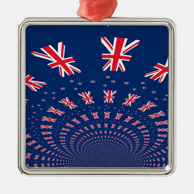 Beautiful New Zealand Flag Art Print Design Metal Ornament (Front)