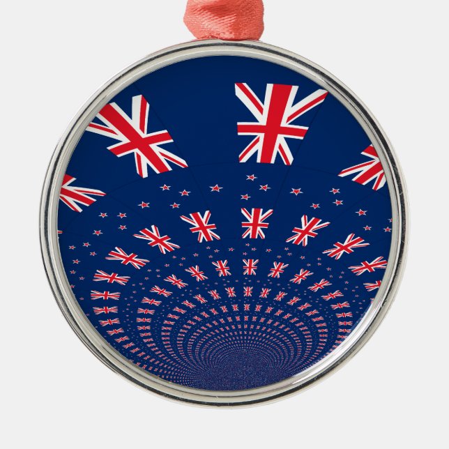 Beautiful New Zealand Flag Art Print Design Metal Ornament (Front)
