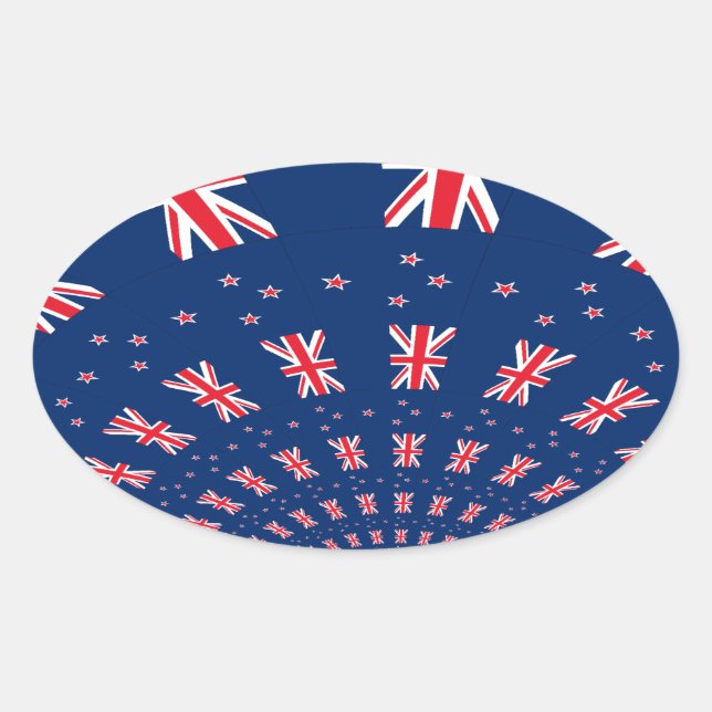 Beautiful New Zealand Flag Art Print Design Oval Sticker (Front)