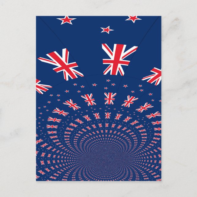 Beautiful New Zealand Flag Art Print Design Postcard (Front)