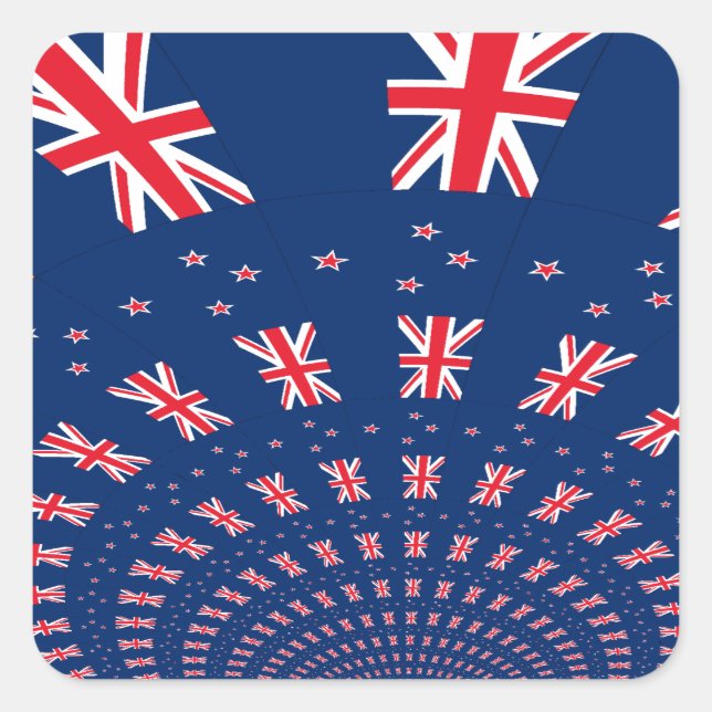 Beautiful New Zealand Flag Art Print Design Square Sticker (Front)