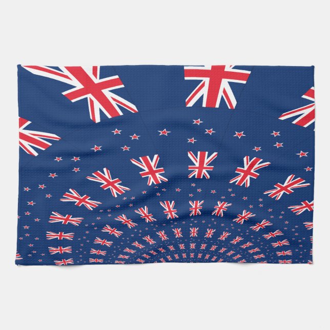 Beautiful New Zealand Flag Art Print Design Tea Towel (Horizontal)