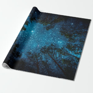 Beautiful night sky, the Milky Way and the trees. Wrapping Paper