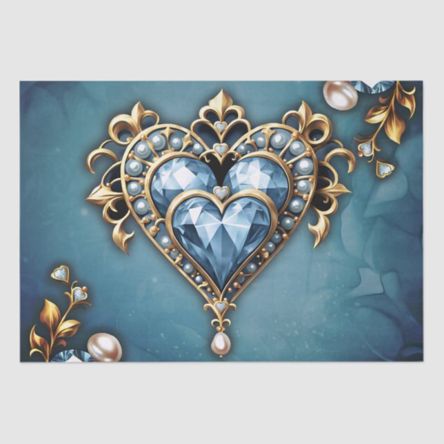Beautiful noble blue heart. tissue paper (Front)