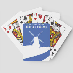 Beautiful Norfolk Windmill retro travel poster Playing Cards