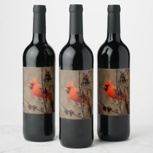 Beautiful Northern Cardinal Wine Label