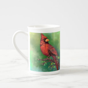 Beautiful Northern Red Cardinal Bird Painting Art  Bone China Mug