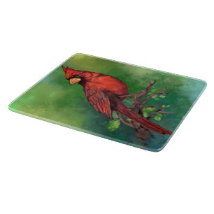 Beautiful Northern Red Cardinal Bird Painting Art Cutting Board