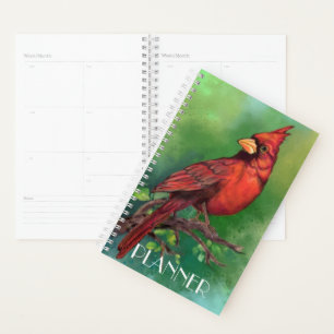 Beautiful Northern Red Cardinal Bird Painting Art Planner