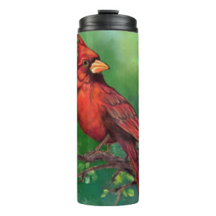 Beautiful Northern Red Cardinal Bird Painting Art  Thermal Tumbler