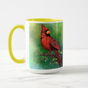 Beautiful Northern Red Cardinal Bird Painting  Mug