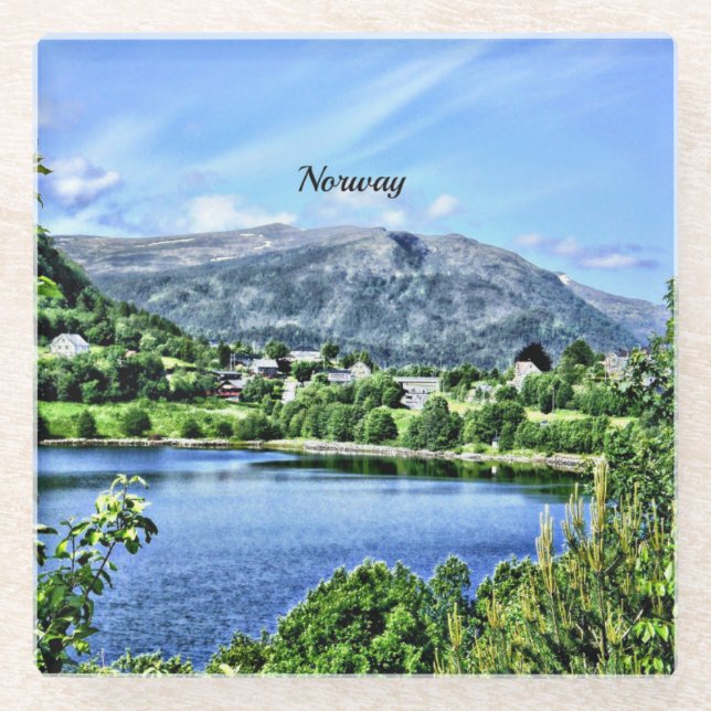 Beautiful Norway Glass Coaster (Front)