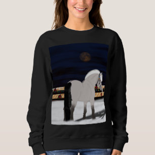 Beautiful Norwegian Fjord Horse in Snow Sweatshirt