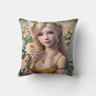 Beautiful November Fairy in Chrysanthemums Cushion