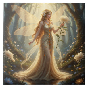 Beautiful November Topaz Fairy Ceramic Tile