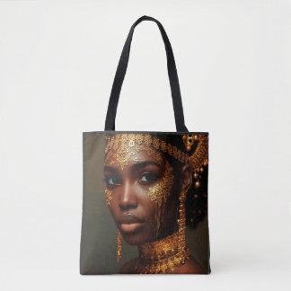 Beautiful Nubian Goddess in Gold Tote Bag