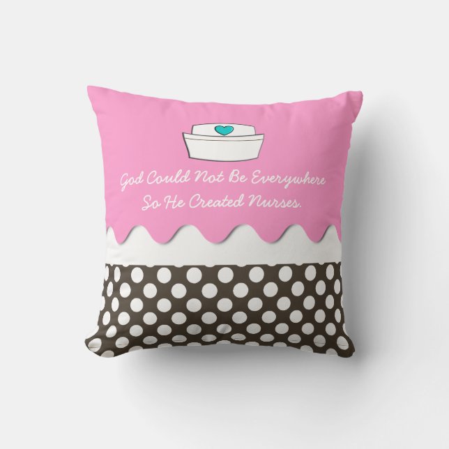 Beautiful Nurse Pillow Pink and Polka Dots (Front)