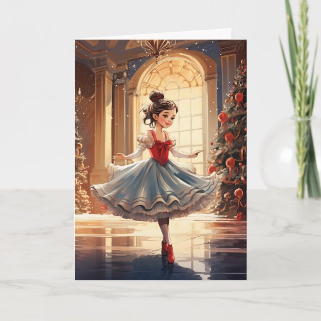 Beautiful Nutcracker Winter Ballerina Christmas Holiday Card (Front)