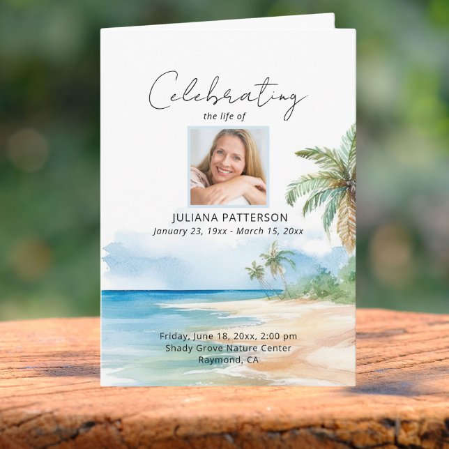 Beautiful Ocean Beach Celebration of Life Funeral Program (Creator Uploaded)