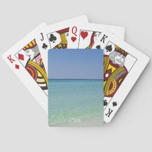 Beautiful Ocean Beach Photography Seaside Monogram Playing Cards