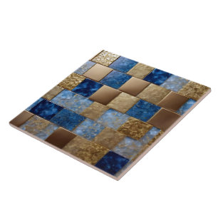 Beautiful Ocean Blue Gold Popular Collection Ceramic Tile
