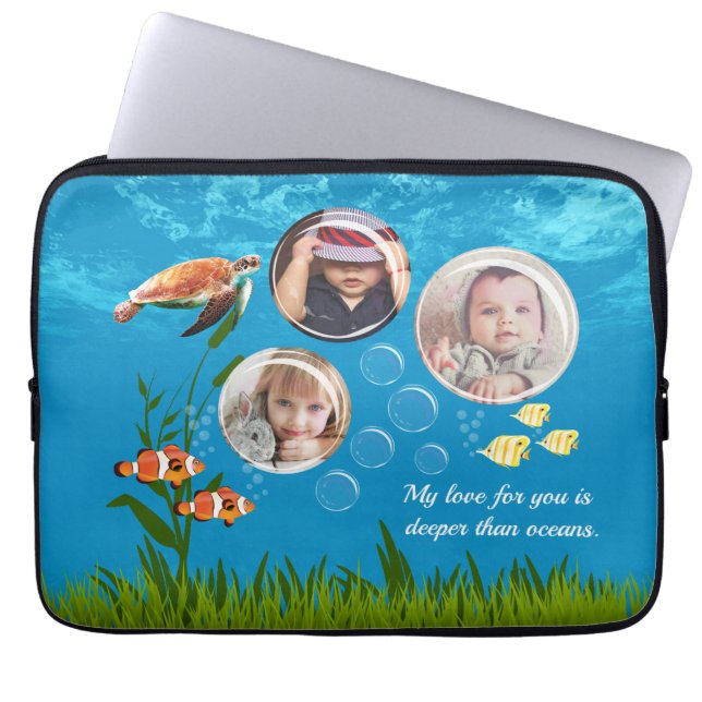 Beautiful Ocean Blue Tropical Fish Underwater Laptop Sleeve (Front)