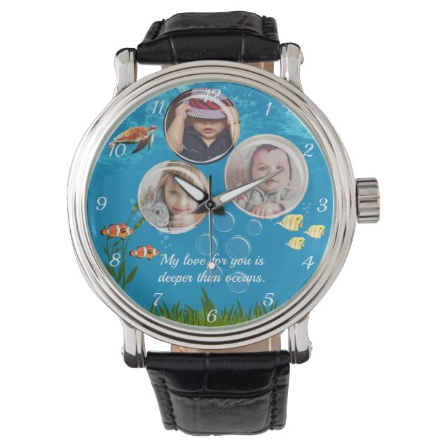 Beautiful Ocean Blue Tropical Fish Underwater Watch (Front)