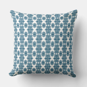 Beautiful Ocean Blue White Geometric Shape Pattern Cushion