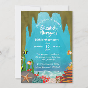 Beautiful Ocean Cave Under the Sea Birthday Invitation