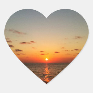 beautiful ocean sunset yellow orange red heart sticker