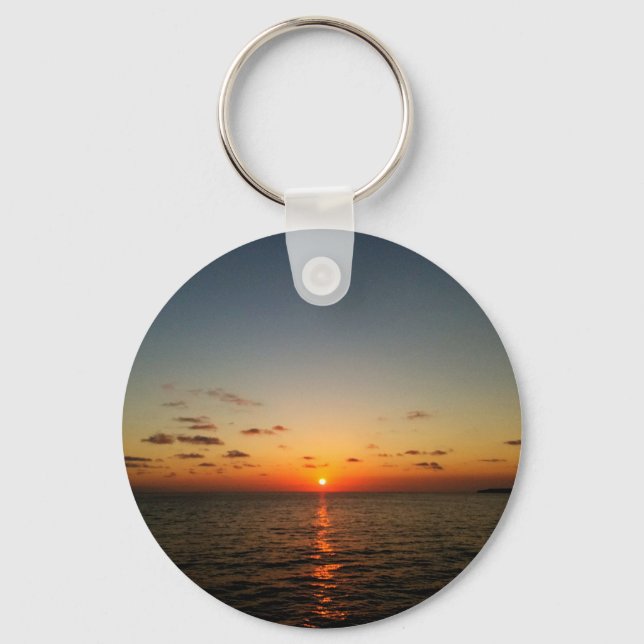 beautiful ocean sunset yellow orange red key ring (Front)